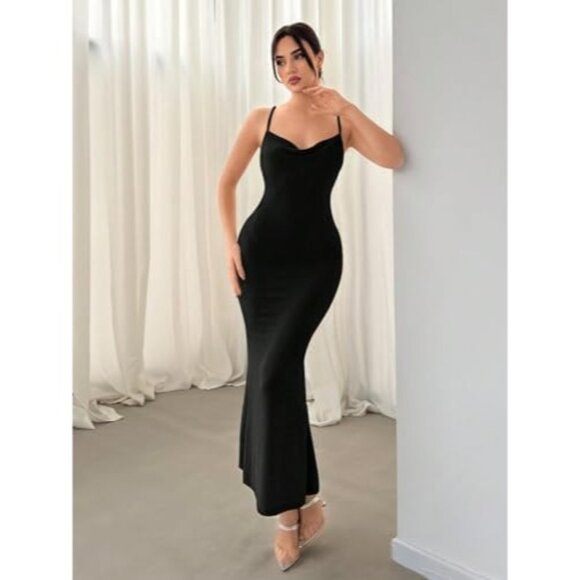 TRIO NEW YORK SLEEVELESS BLACK SILK DRESS GOWN SIZE 2 - Picture 1 of 6